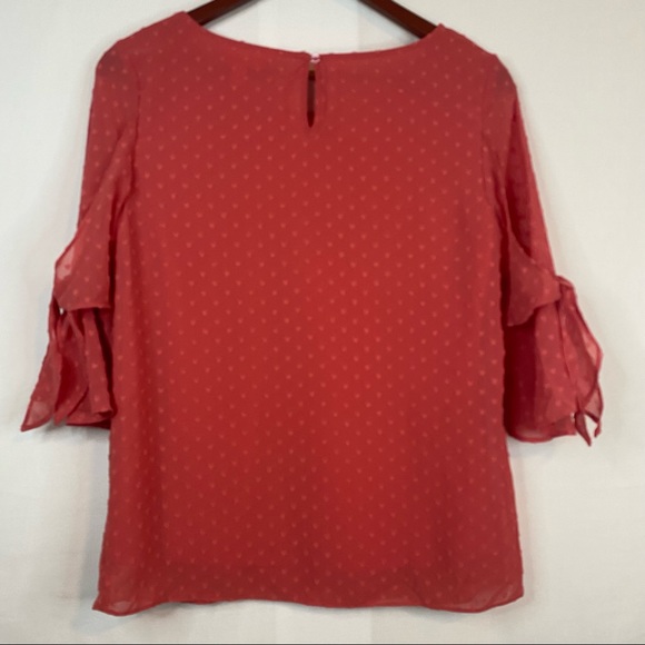 LC LAUREN CONRAD Coral Blouse 3/4 Sleeve Ruffle Sleeve Size Extra Small - Picture 6 of 9